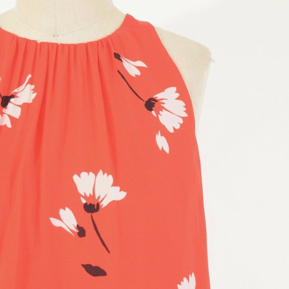 Joie Red Floral Ruffle Hem Silk Blouse - Picture 2 of 6